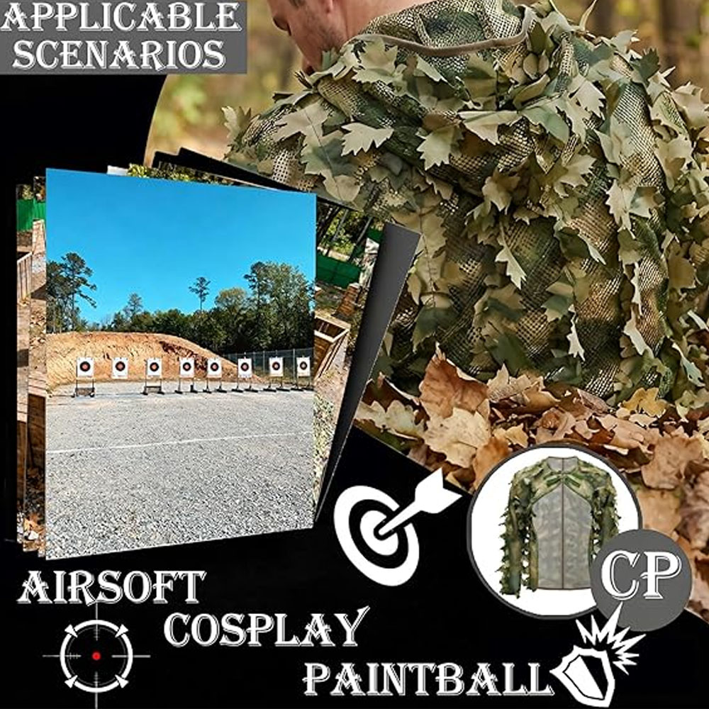 Ghillie Suit Woodland - Камуфляжный костюм-накидка в стиле гилли, листовой