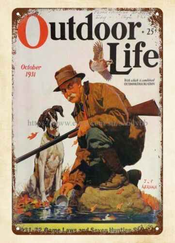 Hunting Quail - Металлическая жестяная табличка с изображением собаки