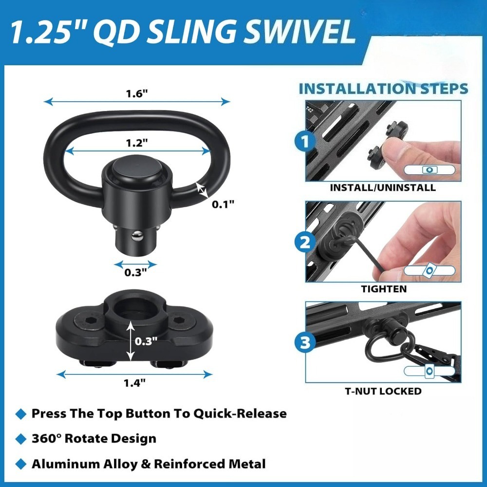 Тактический 2-точечный ремень  – обзор и цена Rifle Sling Swivel